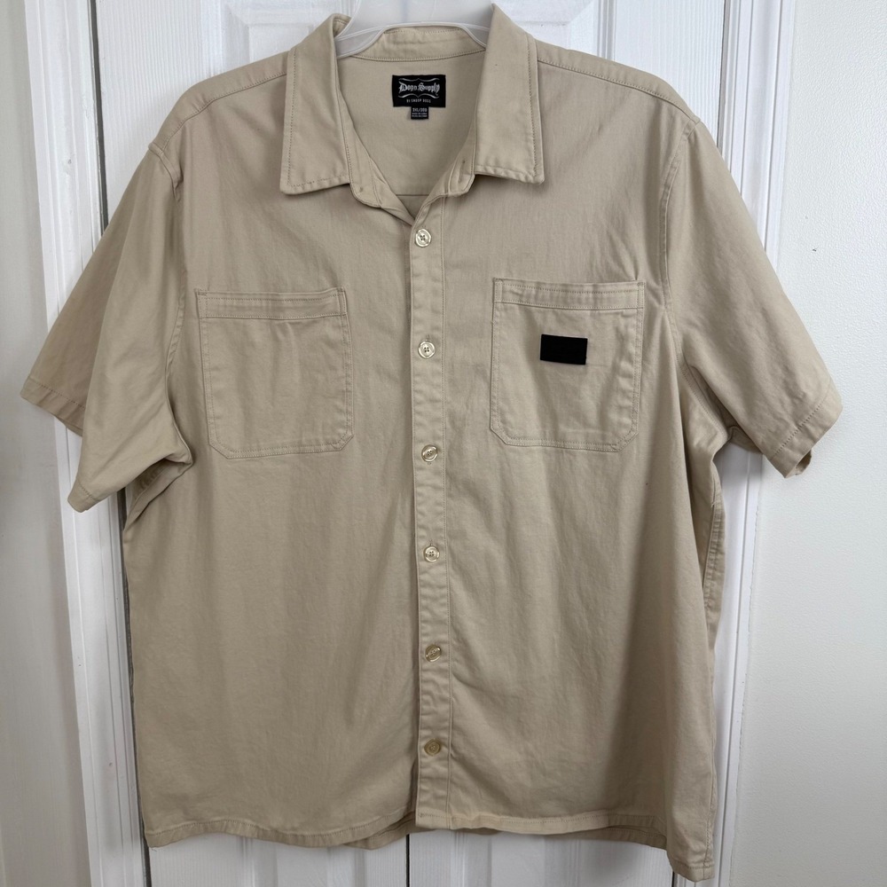 Dogg Supply Snoop Dogg Shirt Mens‎ 3XL Khaki Button Up Streetwear Hip Hop
